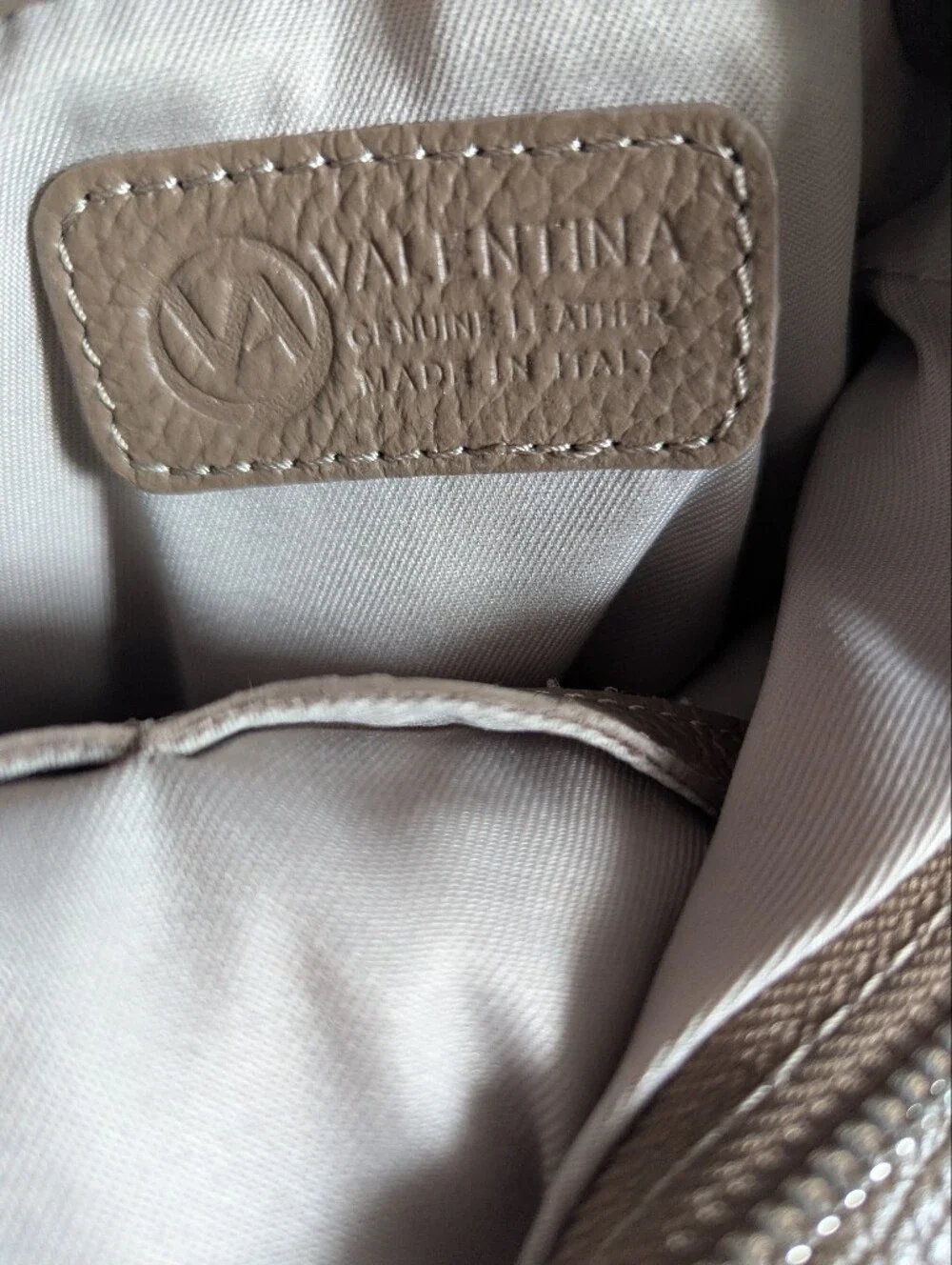 Valentina Pebbled Leather Taupe Multi-Wear Sling Backpack Bag